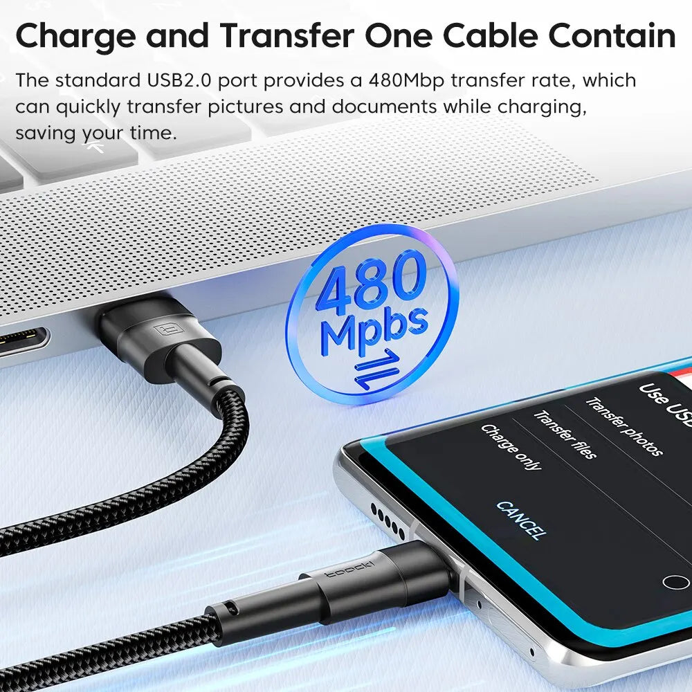 2PCS 3A USB Type C Cable for Realme Xiaomi Samsung Fast Charging Wire USB C Charger Data Cord for Ipad Samsung Poco 1M 2M